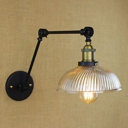 Applique da parete con braccio oscillante Mini Style rustica/Lodge in metallo nero
