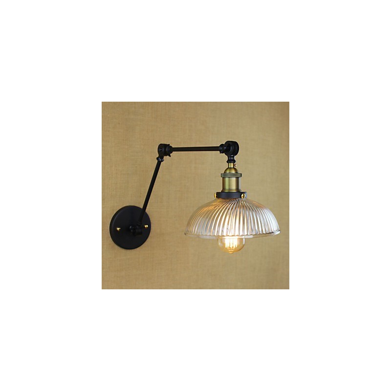 Applique da parete con braccio oscillante Mini Style rustica/Lodge in metallo nero