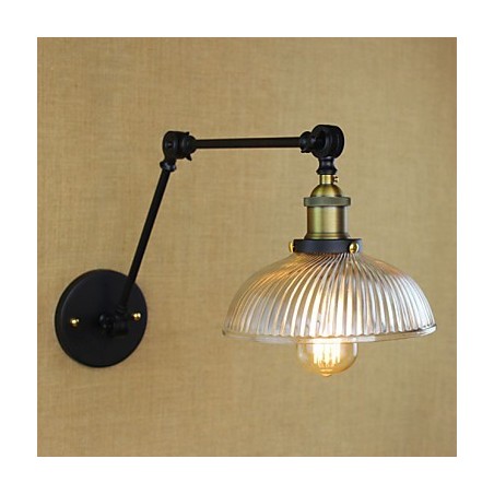 Applique da parete con braccio oscillante Mini Style rustica/Lodge in metallo nero
