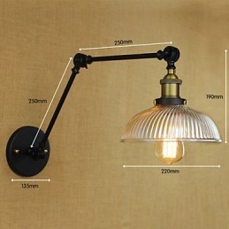 Applique da parete con braccio oscillante Mini Style rustica/Lodge in metallo nero