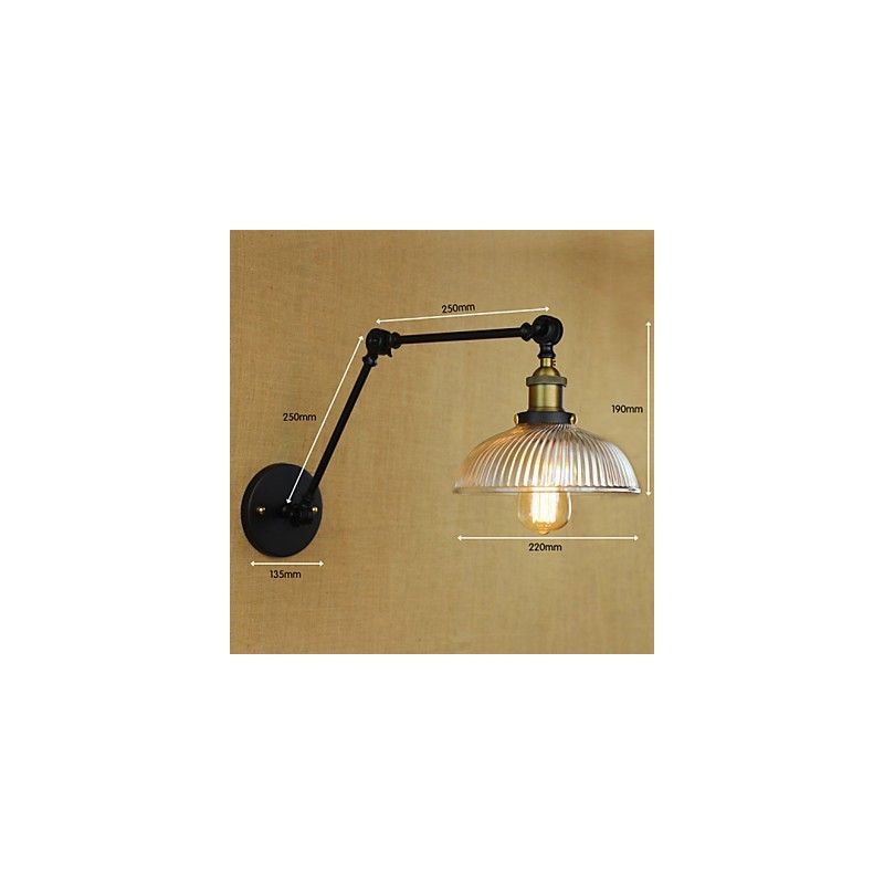 Applique da parete con braccio oscillante Mini Style rustica/Lodge in metallo nero