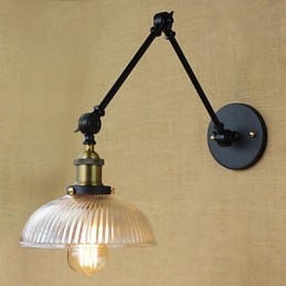 Applique da parete con braccio oscillante Mini Style rustica/Lodge in metallo nero