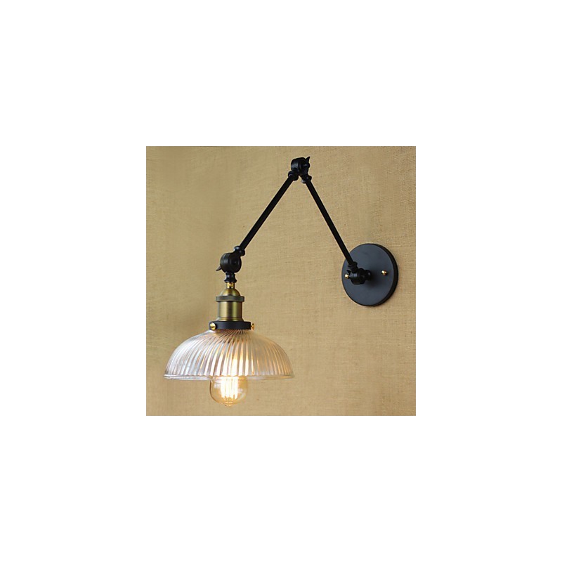 Applique da parete con braccio oscillante Mini Style rustica/Lodge in metallo nero