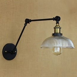 Applique da parete con braccio oscillante Mini Style rustica/Lodge in metallo nero
