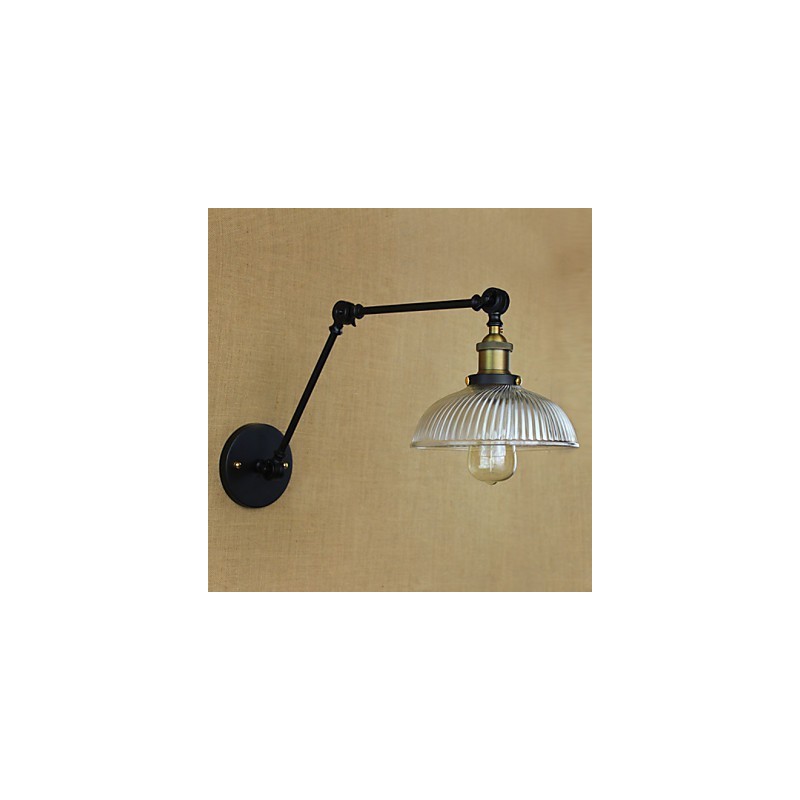 Applique da parete con braccio oscillante Mini Style rustica/Lodge in metallo nero