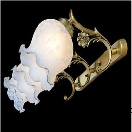 Applique da parete classica in metallo bronzo con paralume in vetro bianco 3 luci E26/E27