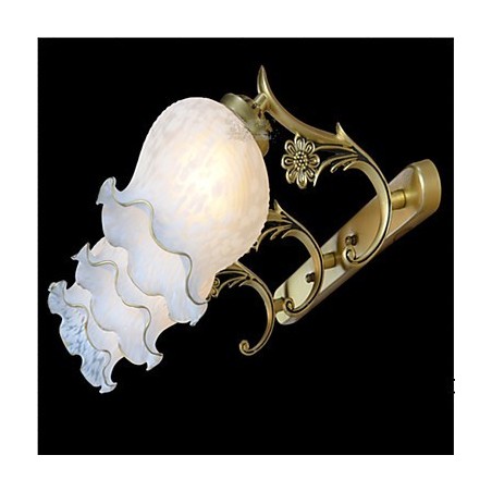Applique da parete classica in metallo bronzo con paralume in vetro bianco 3 luci E26/E27