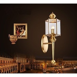 Applique da parete da esterno in ottone, LED, 65 cm, E26/E27