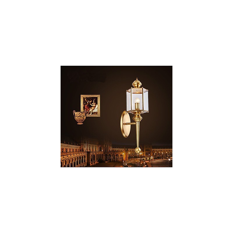Applique da parete da esterno in ottone, LED, 65 cm, E26/E27