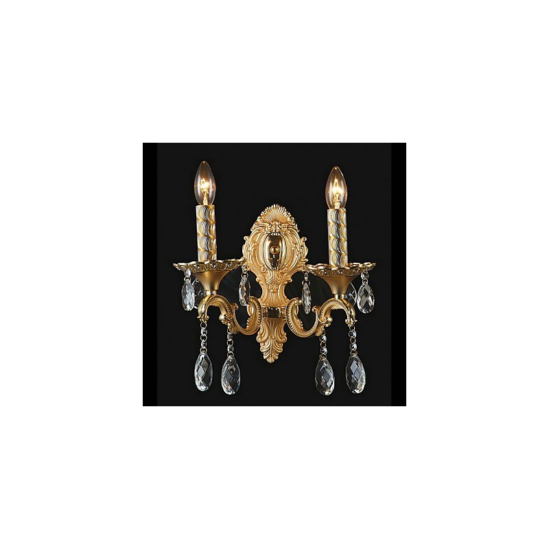 Applique da parete in cristallo oro con 2 luci