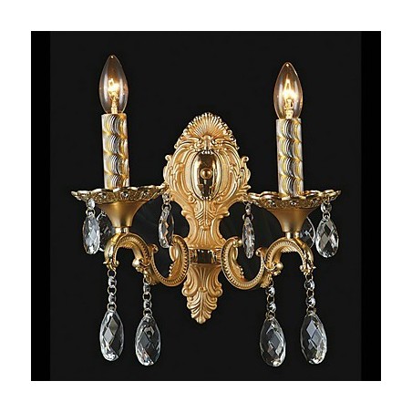 Applique da parete in cristallo oro con 2 luci