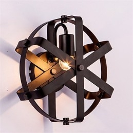 Applique da parete industriale vintage rotonda nera