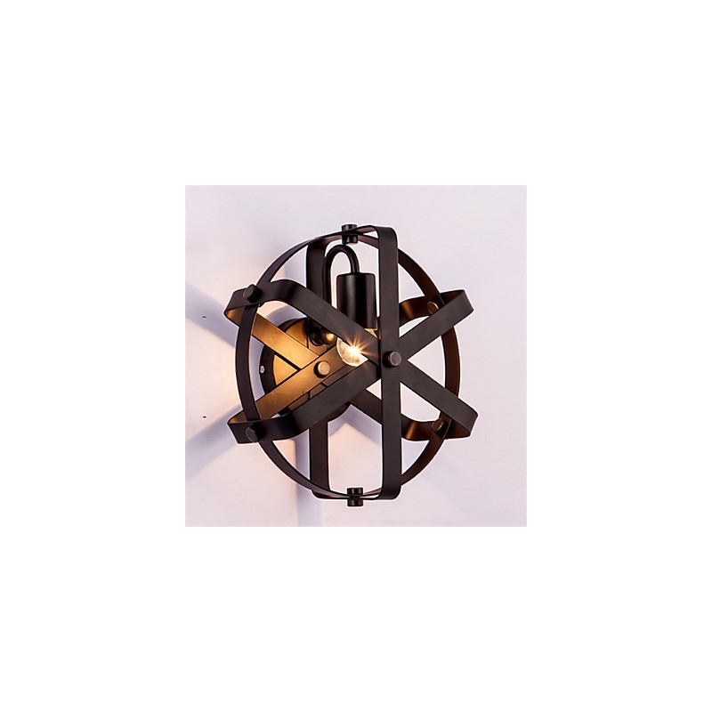 Applique da parete industriale vintage rotonda nera