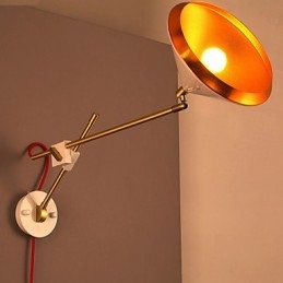 Applique da parete con braccio oscillante in ferro battuto stile rustico industriale