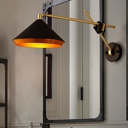 Applique da parete con braccio oscillante in ferro battuto stile rustico industriale