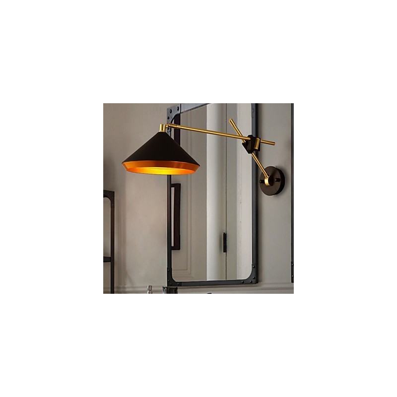 Applique da parete con braccio oscillante in ferro battuto stile rustico industriale