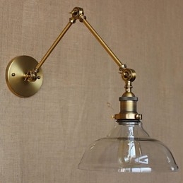 Applique da parete decorativa in vetro trasparente e bronzo stile loft