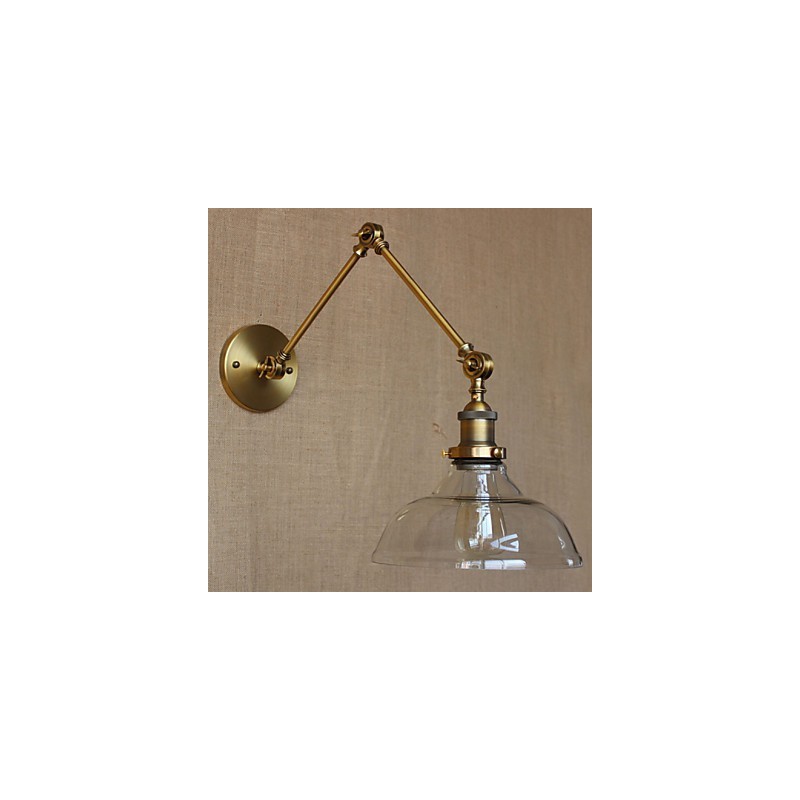 Applique da parete decorativa in vetro trasparente e bronzo stile loft