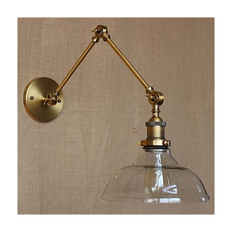 Applique da parete decorativa in vetro trasparente e bronzo stile loft