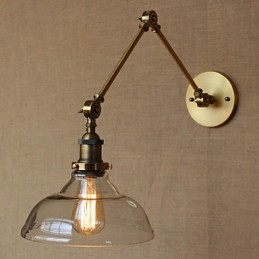 Applique da parete decorativa in vetro trasparente e bronzo stile loft