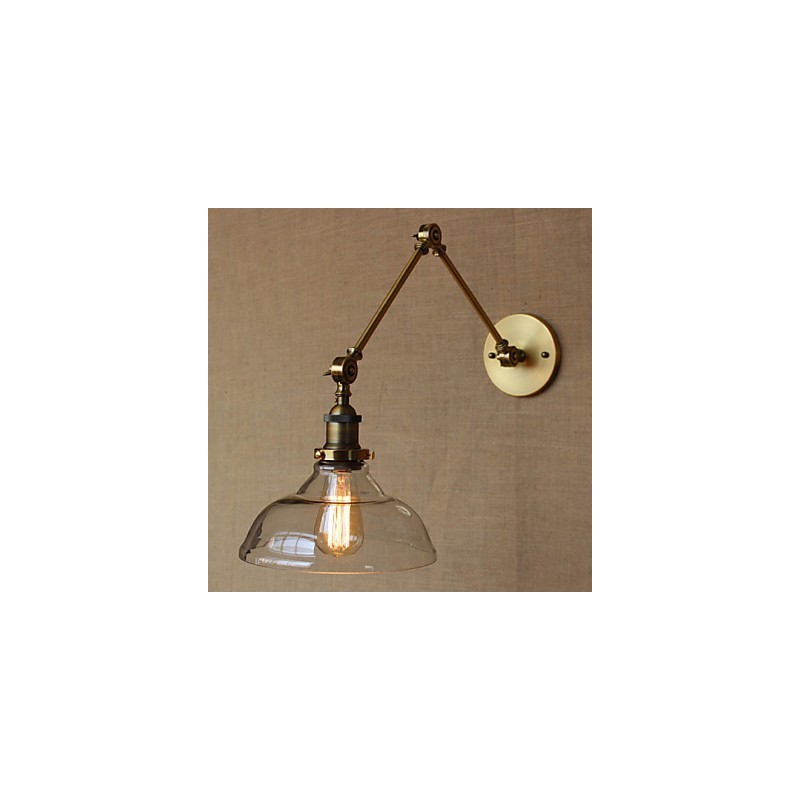 Applique da parete decorativa in vetro trasparente e bronzo stile loft