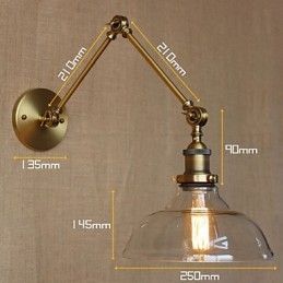 Applique da parete decorativa in vetro trasparente e bronzo stile loft