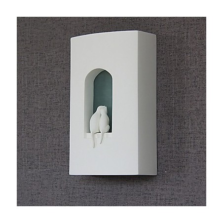Applique da parete moderna bianca in ceramica con paralume in vetro, 1 lampadina E12/E14