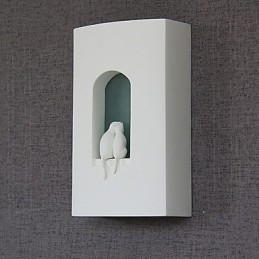 Applique da parete moderna bianca in ceramica con paralume in vetro, 1 lampadina E12/E14