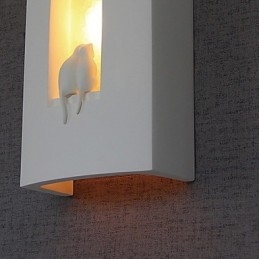 Applique da parete moderna bianca in ceramica con paralume in vetro, 1 lampadina E12/E14