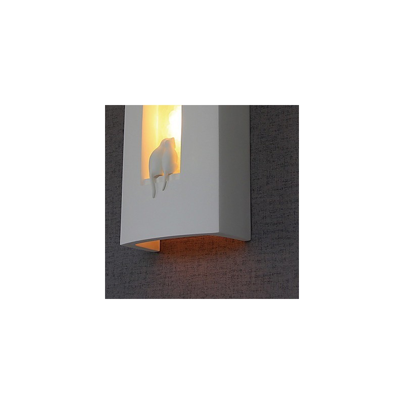 Applique da parete moderna bianca in ceramica con paralume in vetro, 1 lampadina E12/E14
