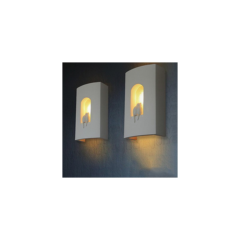 Applique da parete moderna bianca in ceramica con paralume in vetro, 1 lampadina E12/E14