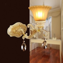 Applique da parete in cristallo e ferro battuto stile europeo per camera da letto