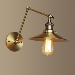 Applique da parete industriale americana Max in ottone antico oro
