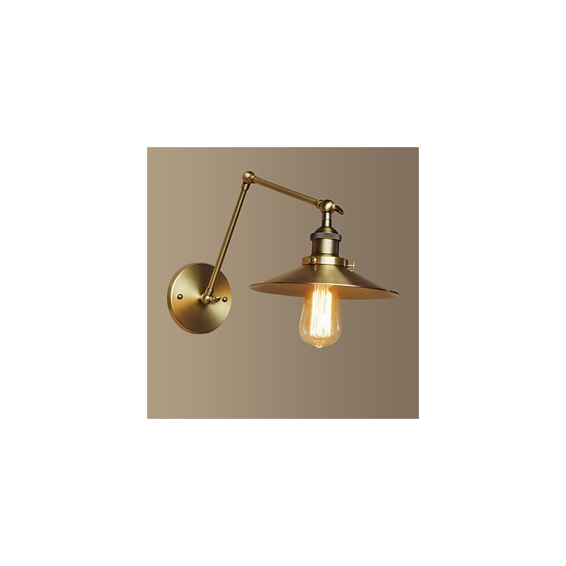 Applique da parete industriale americana Max in ottone antico oro
