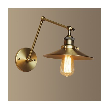 Applique da parete industriale americana Max in ottone antico oro