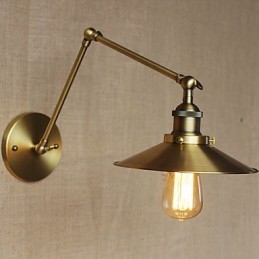 Applique da parete industriale americana Max in ottone antico oro