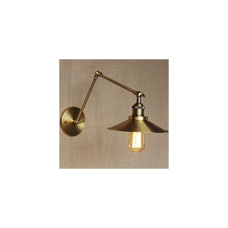 Applique da parete industriale americana Max in ottone antico oro