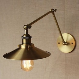 Applique da parete industriale americana Max in ottone antico oro