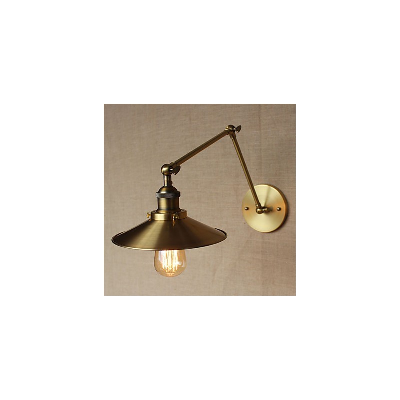 Applique da parete industriale americana Max in ottone antico oro