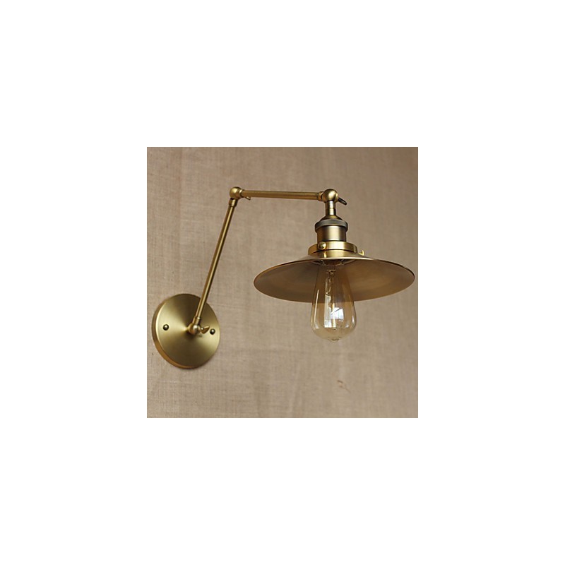 Applique da parete industriale americana Max in ottone antico oro