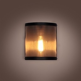 Applique da parete vintage in metallo nero con rete metallica, 1 lampadina E26/E27