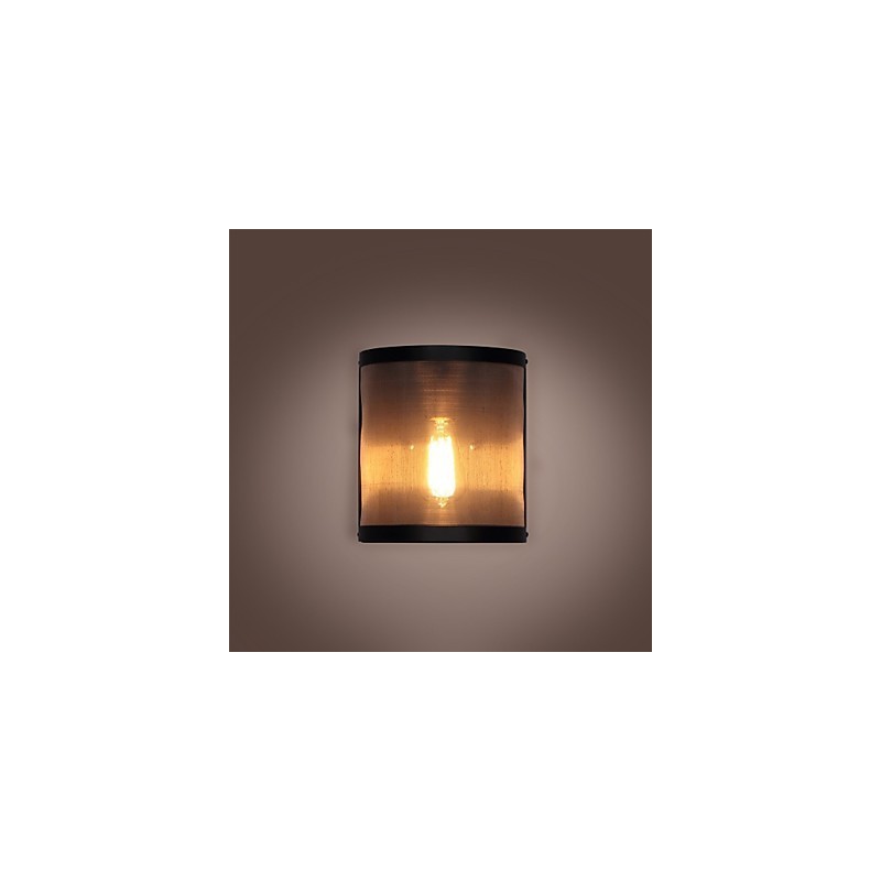 Applique da parete vintage in metallo nero con rete metallica, 1 lampadina E26/E27