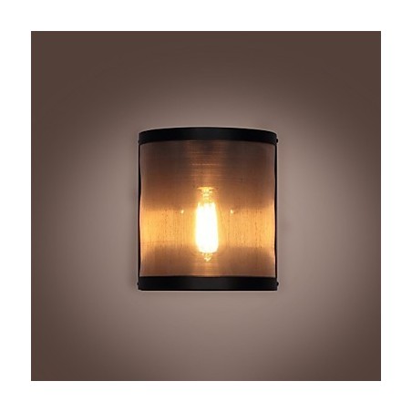 Applique da parete vintage in metallo nero con rete metallica, 1 lampadina E26/E27
