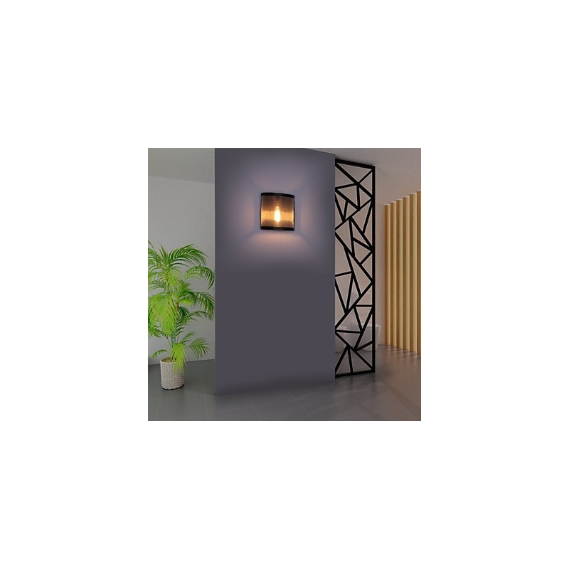 Applique da parete vintage in metallo nero con rete metallica, 1 lampadina E26/E27