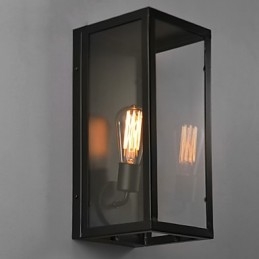 Applique da parete retrò in ferro nero con paralume trasparente, 1 lampadina E26/E27, 40 W