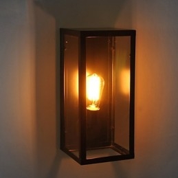 Applique da parete retrò in ferro nero con paralume trasparente, 1 lampadina E26/E27, 40 W