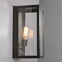 Applique da parete retrò in ferro nero con paralume trasparente, 1 lampadina E26/E27, 40 W