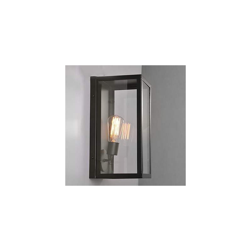 Applique da parete retrò in ferro nero con paralume trasparente, 1 lampadina E26/E27, 40 W