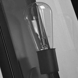 Applique da parete retrò in ferro nero con paralume trasparente, 1 lampadina E26/E27, 40 W