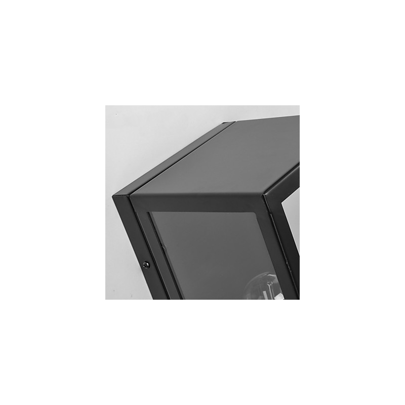 Applique da parete retrò in ferro nero con paralume trasparente, 1 lampadina E26/E27, 40 W